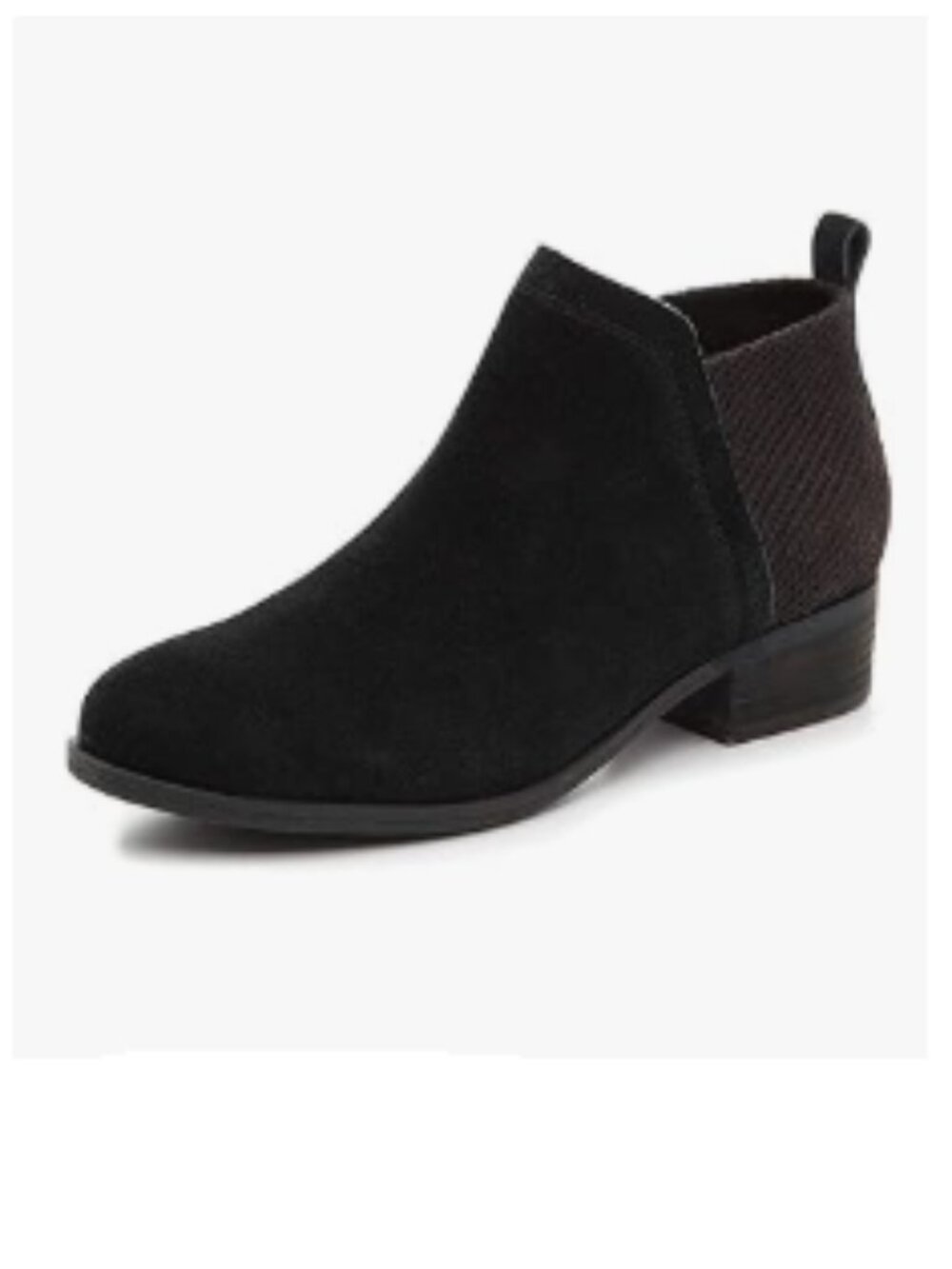 FOWT Black Patchwork Ankle Boots for Women Low Stacked Chunky Heels Booties